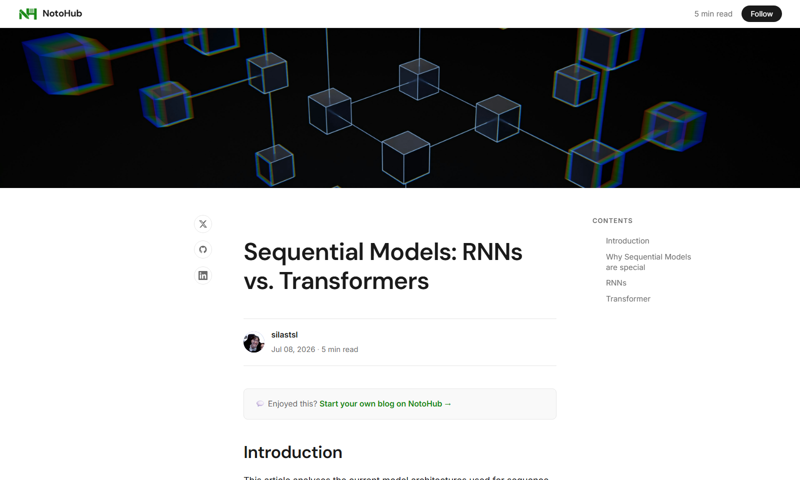 A published article on NotoHub, with its own URL